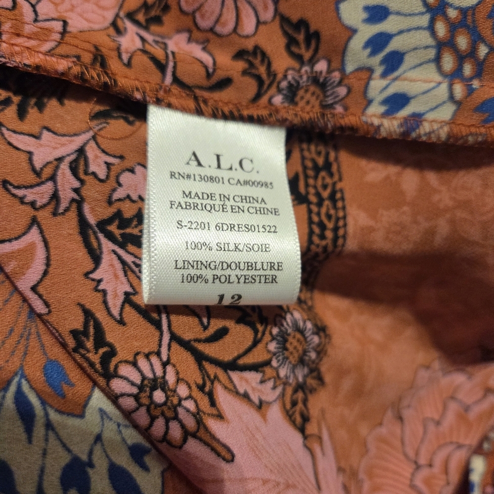 A.L.C. Isabelle Silk Floral Maxi Dress NWT, Long Sleeves, Cutout Midriff Size 12 - Picture 9 of 9